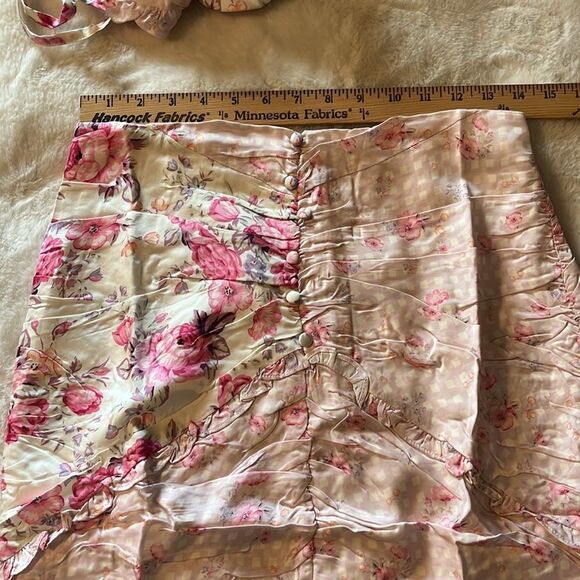 New! For Love and Lemons Taylor Floral Pink set Size Medium Top & Skirt - Picture 14 of 14